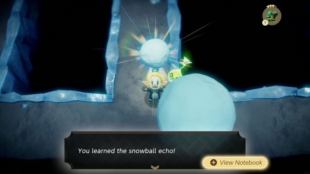 Hebra Mountain: A Rift on Holy Mount Lanayru - The Legend of Zelda: Echoes of Wisdom Walkthrough 35 Zelda learns the snowball echo from a giant snowball in the Hebra Mountain ice cave.
