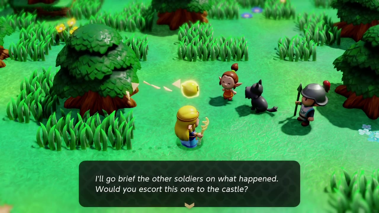 After the rift, the soldier asks Zelda to escort Romi and her dog back to the castle. After the rift, the soldier asks Zelda to escort Romi and her dog back to the castle.