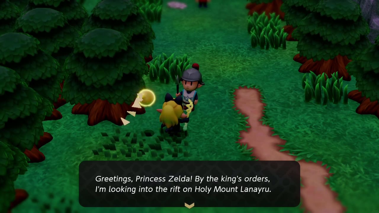 Eldin Temple Dungeon - The Legend of Zelda: Echoes of Wisdom Walkthrough 57 A Hyrule soldier in the woods says he is investigating the rift on Holy Mount Lanayru.