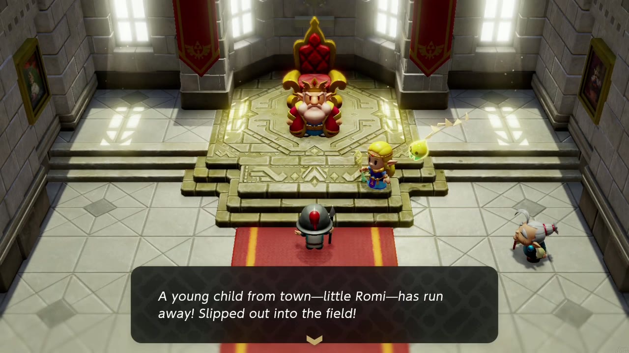 A soldier reports to the King that little Romi has run away and slipped out into the field. A soldier reports to the King that little Romi has run away and slipped out into the field.