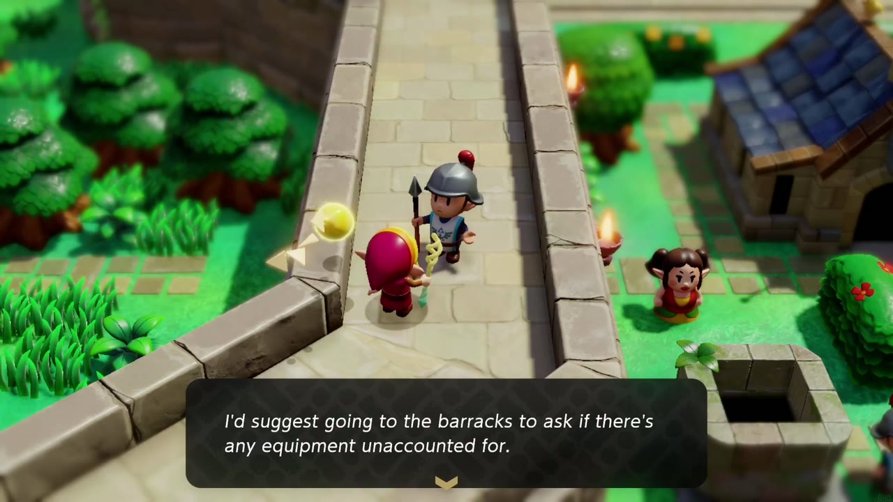 One Soldier Too Many - The Legend of Zelda: Echoes of Wisdom Walkthrough 8 The soldier on the wall above the well suggests asking at the barracks about unaccounted equipment.