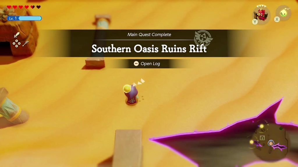 A Rift in the Gerudo Desert - The Legend of Zelda: Echoes of Wisdom Walkthrough 35 The "Main Quest Complete: Southern Oasis Ruins Rift" banner appears beside the rift.