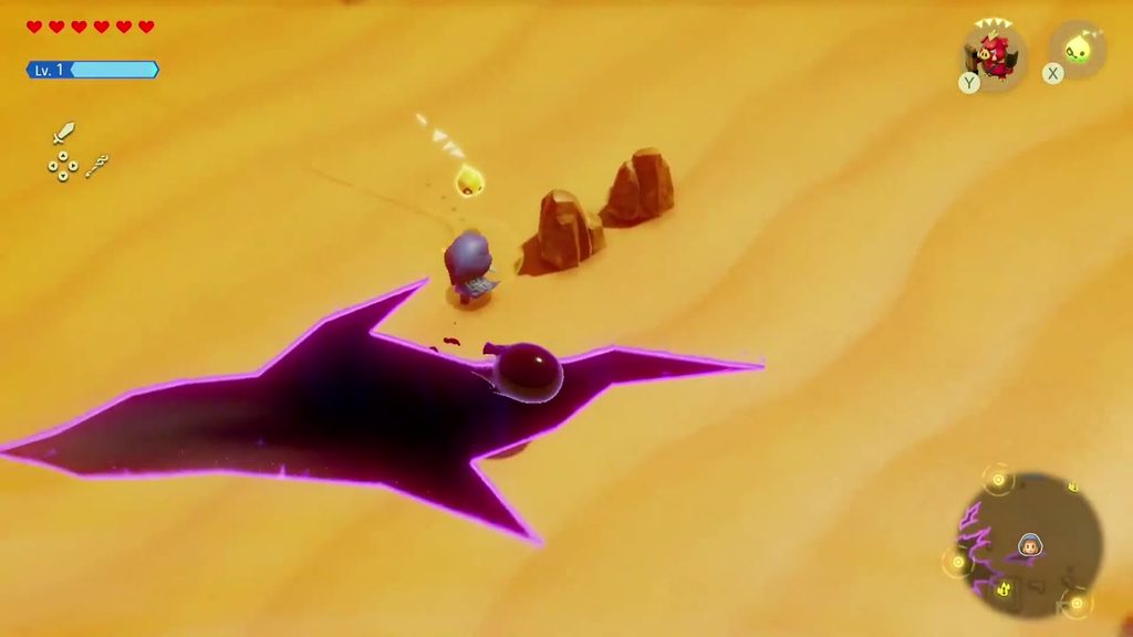 A Rift in the Gerudo Desert - The Legend of Zelda: Echoes of Wisdom Walkthrough 28 Zelda reaches the small rift in the Southern Oasis Ruins, south of the Oasis.