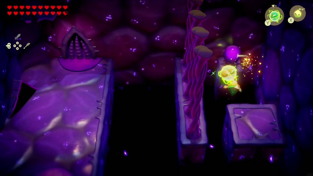 Null's Body: Final Dungeon - The Legend of Zelda: Echoes of Wisdom Walkthrough 14 Zelda's Spark echo crawls up the pillar beside the purple orb but doesn't set it off.