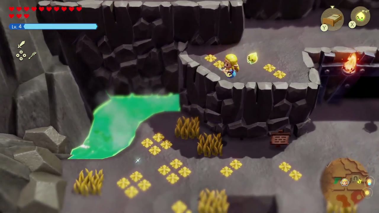 The Fireworks Artist - The Legend of Zelda: Echoes of Wisdom Walkthrough 16 Zelda walks through the golden flowers toward the sparkling patch of soil.
