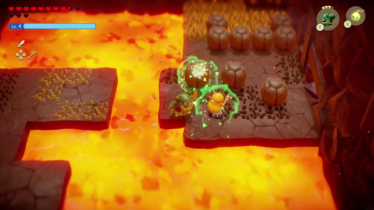 A Mountainous Mystery - The Legend of Zelda: Echoes of Wisdom Walkthrough 15 A summoned Spear Moblin fights the monsters on the stone islands.