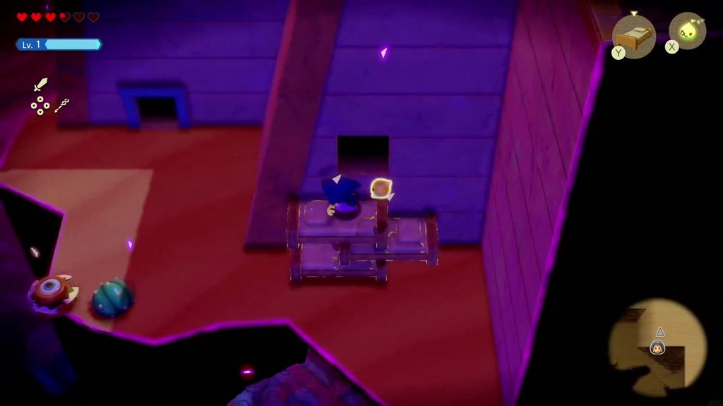 Gerudo Sanctum Dungeon - The Legend of Zelda: Echoes of Wisdom Walkthrough 62 Zelda stacks Old Bed echoes to climb into the square opening in the Sanctum wall.