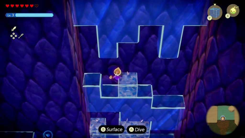 The Jabul Waters Rift - The Legend of Zelda: Echoes of Wisdom Walkthrough 71 Zelda places Water Blocks in the gaps of a stepped wall of water to swim upward.
