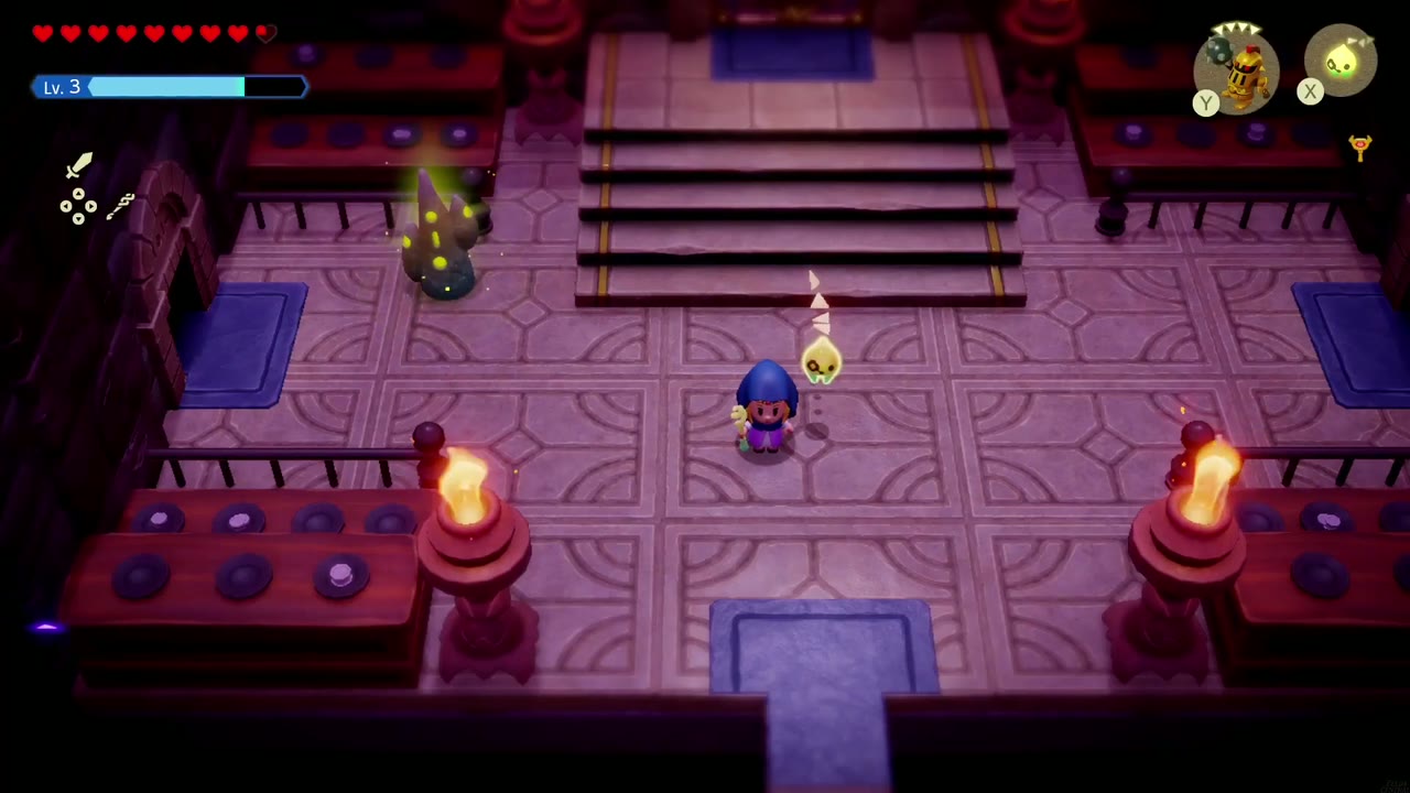 Hyrule Castle: Still Missing - The Legend of Zelda: Echoes of Wisdom Walkthrough 115 Zelda climbs the stairs in the main room toward the big boss door with the Big Key.