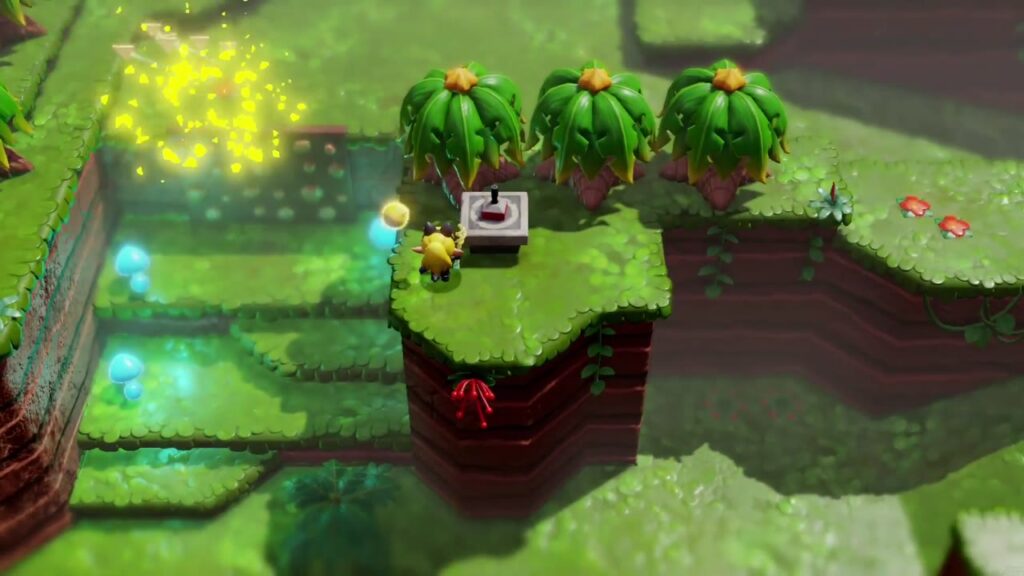 A Rift in the Faron Wetlands - The Legend of Zelda: Echoes of Wisdom Walkthrough 75 Third Stamp Stand on a cliff ledge across the switch-block stream, reached with a Cloud echo.
