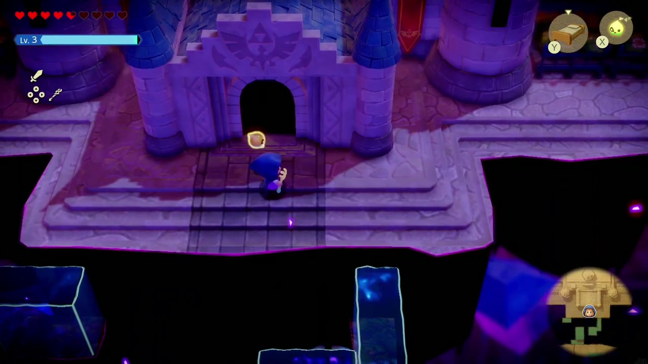 Hyrule Castle: Still Missing - The Legend of Zelda: Echoes of Wisdom Walkthrough 33 Zelda walks up the steps to the front door of Stilled Hyrule Castle to enter the dungeon.