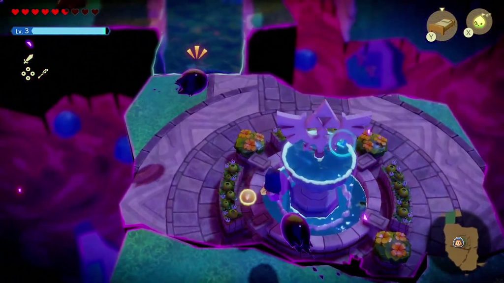 Hyrule Castle: Still Missing - The Legend of Zelda: Echoes of Wisdom Walkthrough 23 Zelda reaches the stilled Hyrule-crest fountain plaza at the center of the rift town.