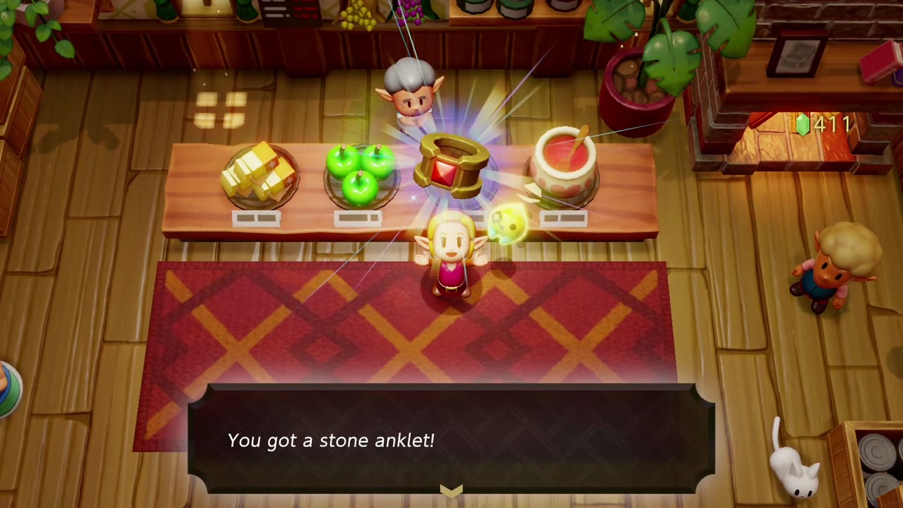 Hyrule Castle: Still Missing - The Legend of Zelda: Echoes of Wisdom Walkthrough 151 Zelda holds up the Stone Anklet bought for 400 rupees at the Hyrule Castle Town shop.