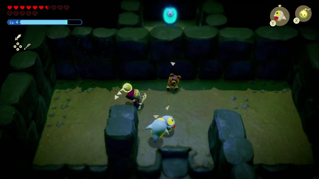 Um fantasma flutua em direção ao eco de um brinquedo de pelúcia colocado por Zelda na caverna fantasma. Um fantasma flutua em direção ao eco de um brinquedo de pelúcia colocado por Zelda na caverna fantasma.