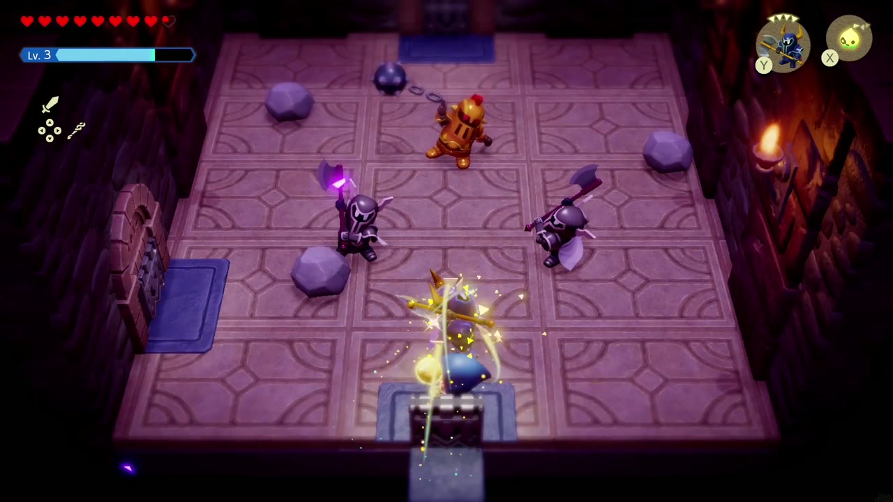 Hyrule Castle: Still Missing - The Legend of Zelda: Echoes of Wisdom Walkthrough 107 Zelda summons a Darknut Lv. 2 echo to fight the Ball-and-Chain Trooper and its Darknut escorts.
