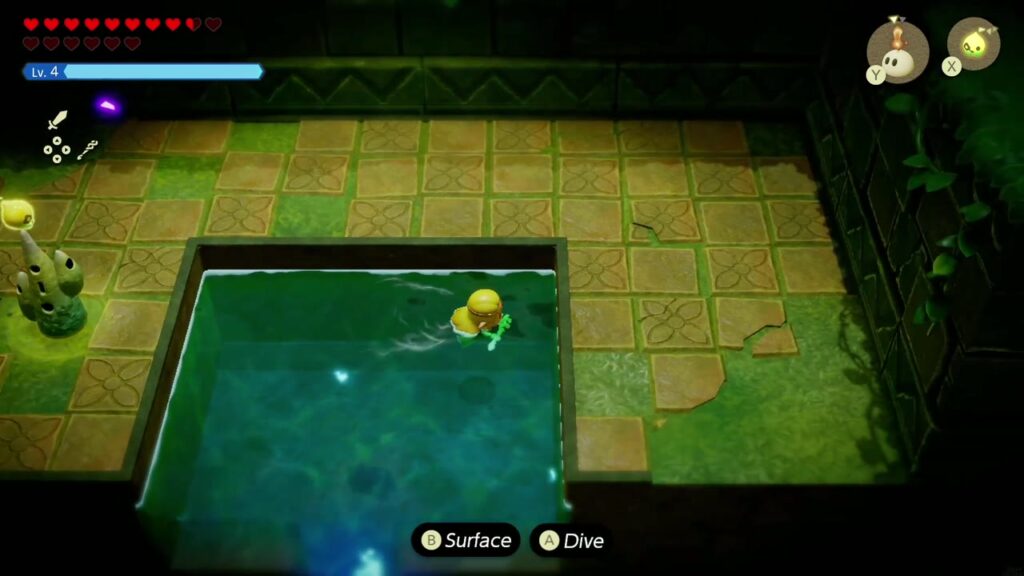 A Rift in the Faron Wetlands - The Legend of Zelda: Echoes of Wisdom Walkthrough 52 Zelda surfaces in the pool room of Faron Temple after swimming through from the Stilled Faron Wetlands.