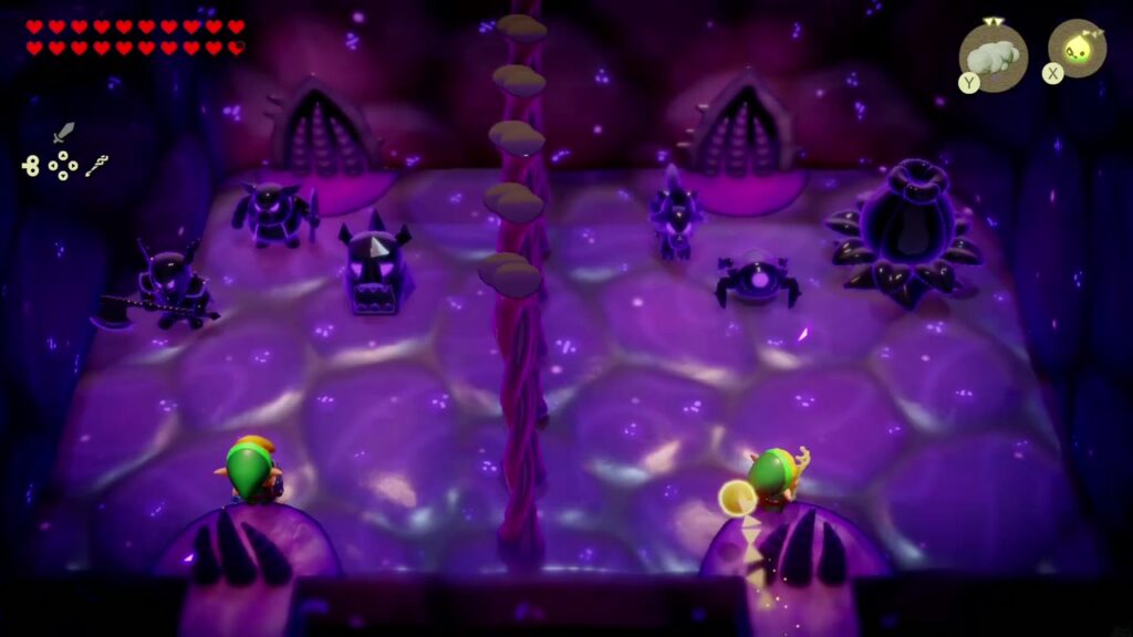 Null's Body: Final Dungeon - The Legend of Zelda: Echoes of Wisdom Walkthrough 17 In Null's Body, Zelda and Link enter a chamber split by a pillar line as a swarm of dark monsters appears.