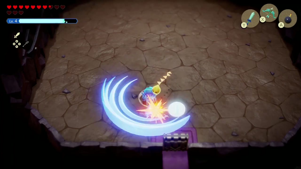 A Mountainous Mystery - The Legend of Zelda: Echoes of Wisdom Walkthrough 32 Zelda in Swordfighter Form slashes the flame giant's exposed core.