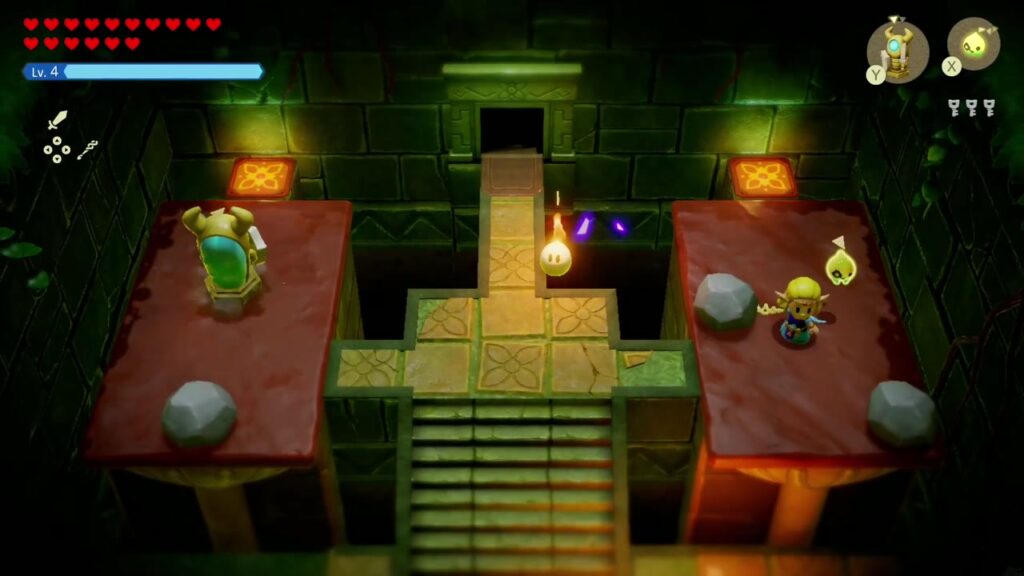 Faron Temple Dungeon - The Legend of Zelda: Echoes of Wisdom Walkthrough 65 A statue echo holds one table switch and Zelda the other, opening the gate atop the stairs.
