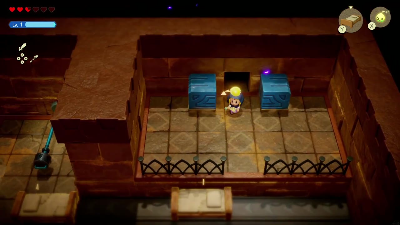 Gerudo Sanctum Dungeon - The Legend of Zelda: Echoes of Wisdom Walkthrough 24 Zelda walks through the open gap between the blue cubes to leave the conveyor room.