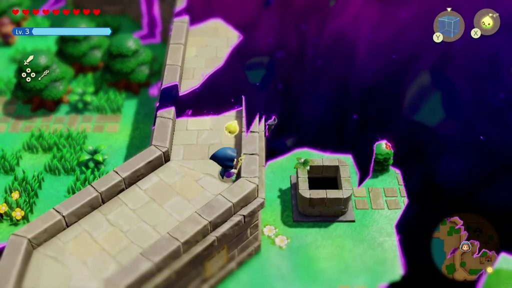 Hyrule Castle: Still Missing - The Legend of Zelda: Echoes of Wisdom Walkthrough 10 On top of the wall, Zelda stands above the old well she needs to drop down.