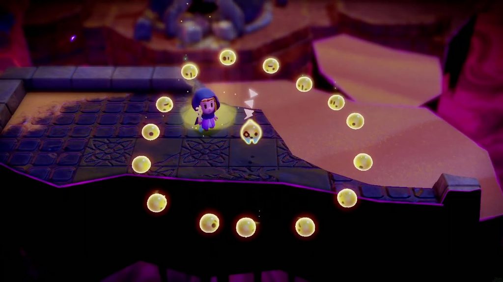 A Rift in the Gerudo Desert - The Legend of Zelda: Echoes of Wisdom Walkthrough 87 All of Tri's freed friends circle Zelda and Tri before mending the Gerudo Desert rift.