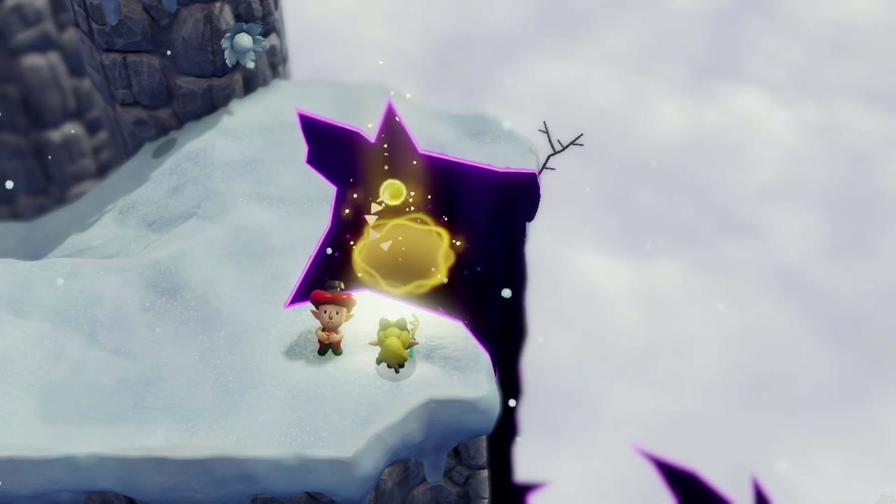 Tri öffnet einen goldenen Eingang zu dem kleinen Riss neben dem Stempelverkäufer. Tri öffnet einen goldenen Eingang zu dem kleinen Riss neben dem Stempelverkäufer.