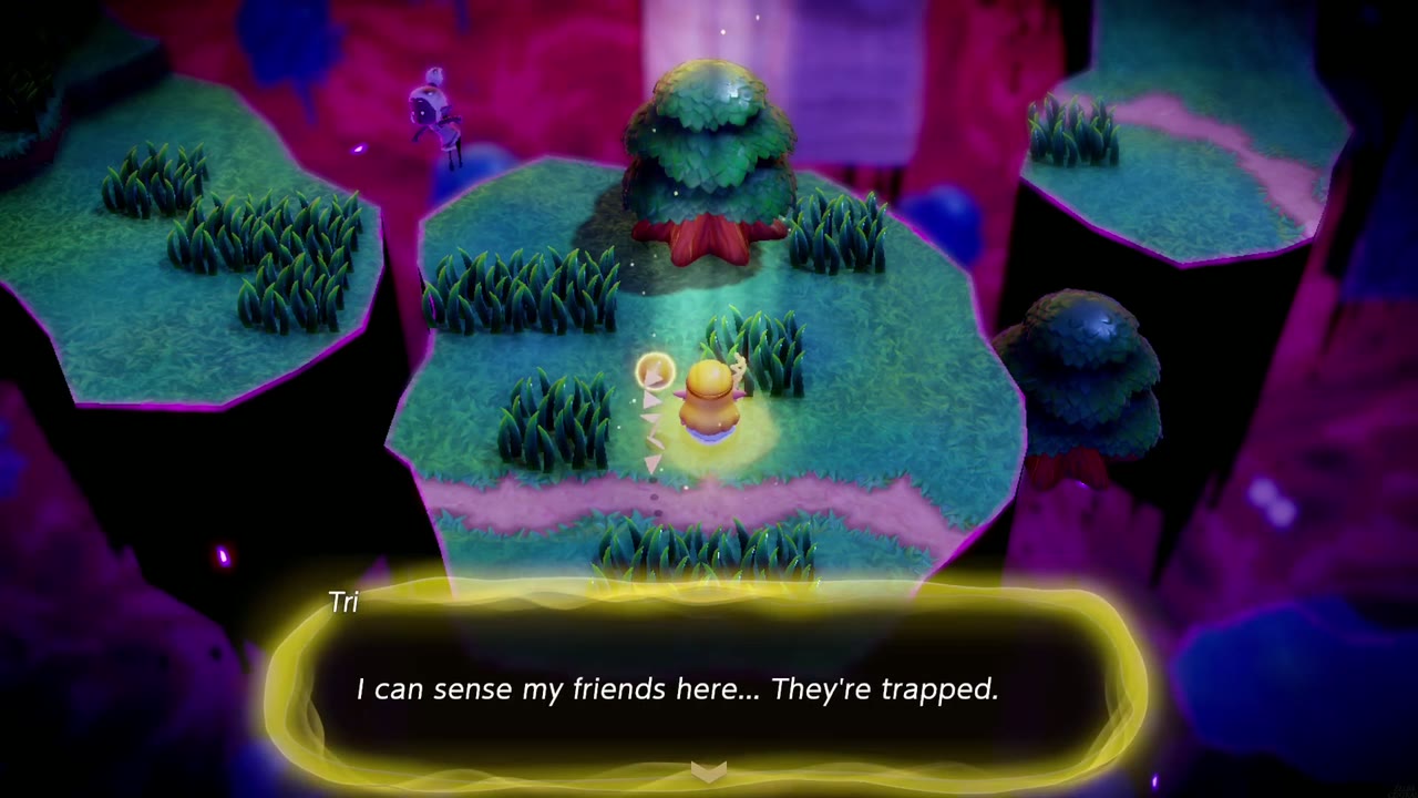 Inside the rift, Tri senses its friends are trapped somewhere on the floating islands. Inside the rift, Tri senses its friends are trapped somewhere on the floating islands.