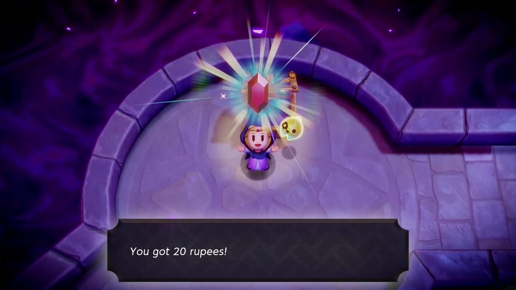 Hyrule Castle: Still Missing - The Legend of Zelda: Echoes of Wisdom Walkthrough 28 Zelda raises a red rupee from the round platform's chest: "You got 20 rupees!"