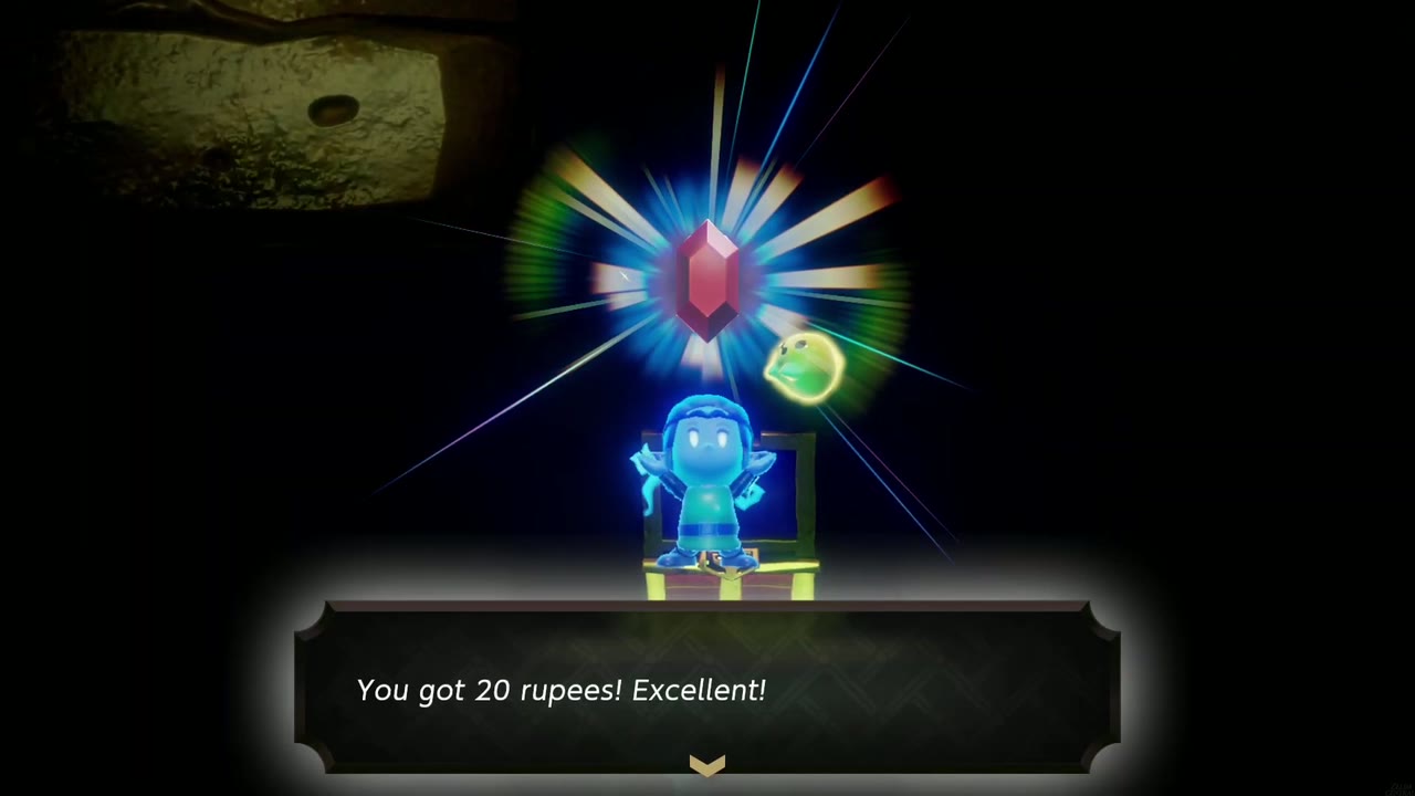Hyrule Castle: Still Missing - The Legend of Zelda: Echoes of Wisdom Walkthrough 94 Zelda holds up a red rupee from the underwater chest, with the "You got 20 rupees!" text box.