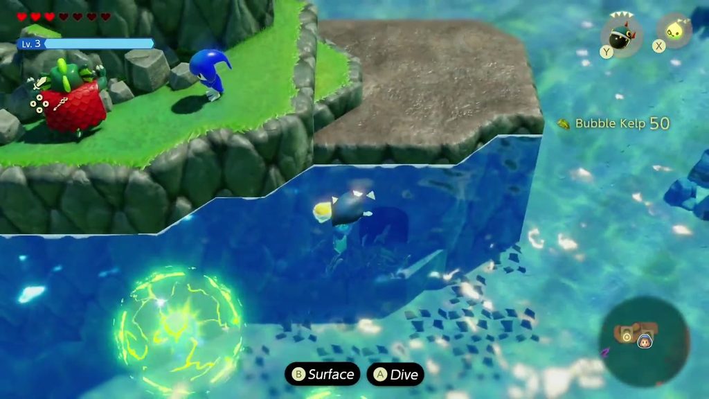 The Jabul Waters Rift - The Legend of Zelda: Echoes of Wisdom Walkthrough 45 Zelda swims underwater along the islet's base toward the hidden opening that leads into the trapped cave.