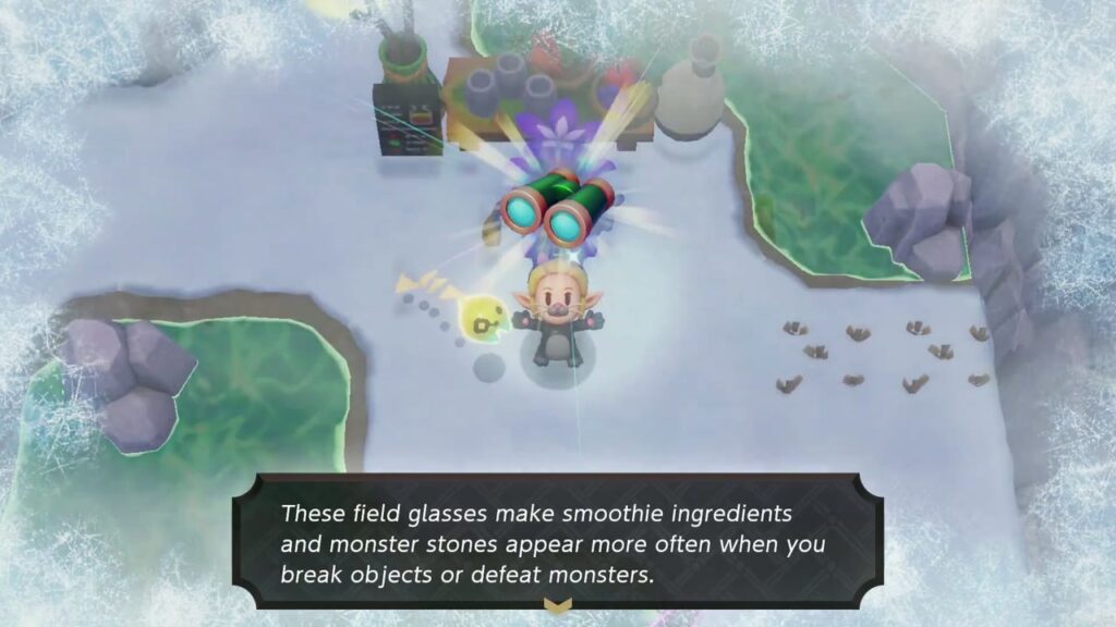 Hebra Mountain: A Rift on Holy Mount Lanayru - The Legend of Zelda: Echoes of Wisdom Walkthrough 25 Zelda holds up the Survey Binoculars, which make ingredients and monster stones drop more often.