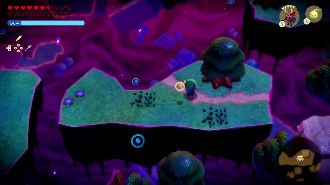 The Eternal Forest - The Legend of Zelda: Echoes of Wisdom Walkthrough 66 Zelda follows the pink path across the upper grass islands of the Stilled Ancient Ruins.