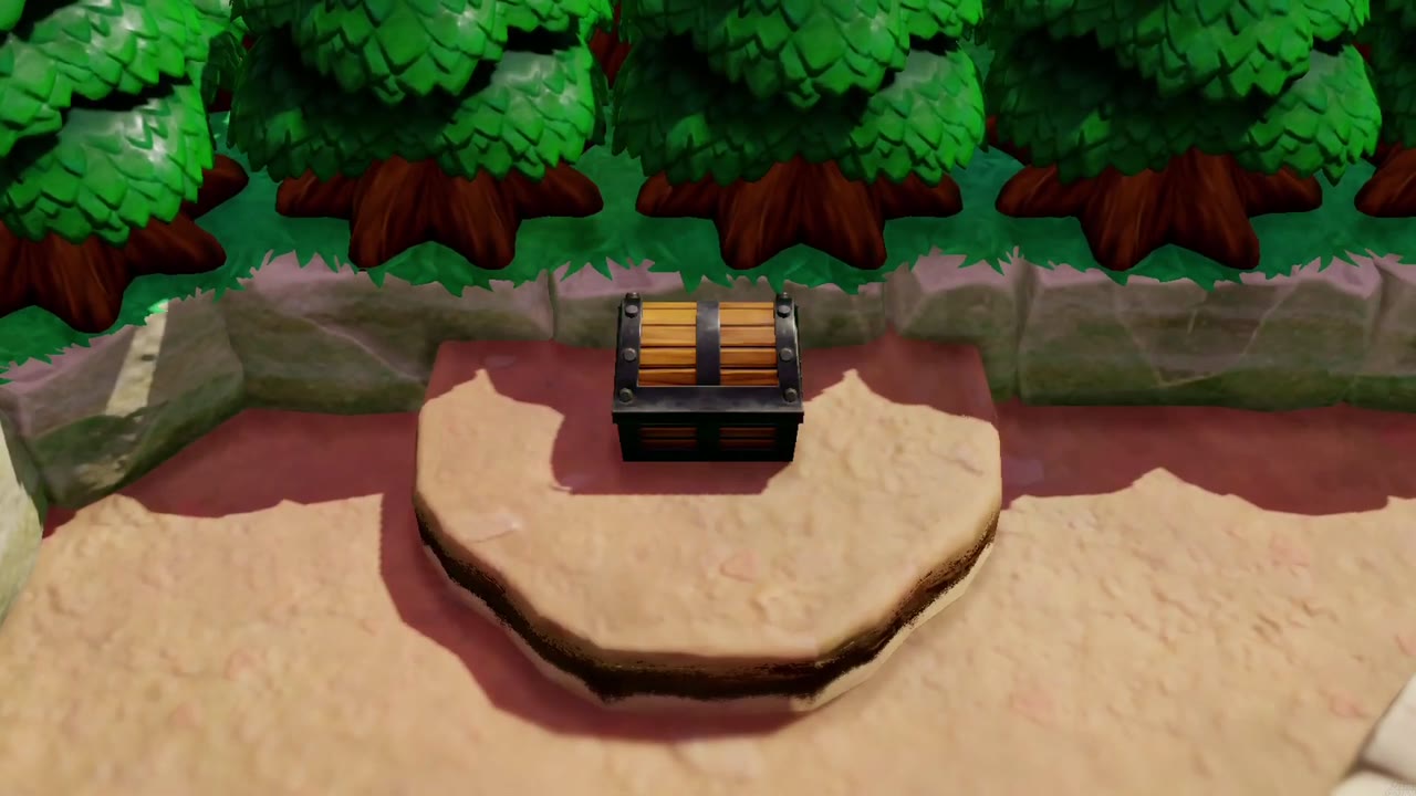 A treasure chest on a raised dirt platform in a walled clearing in Eastern Hyrule Field A treasure chest on a raised dirt platform in a walled clearing in Eastern Hyrule Field