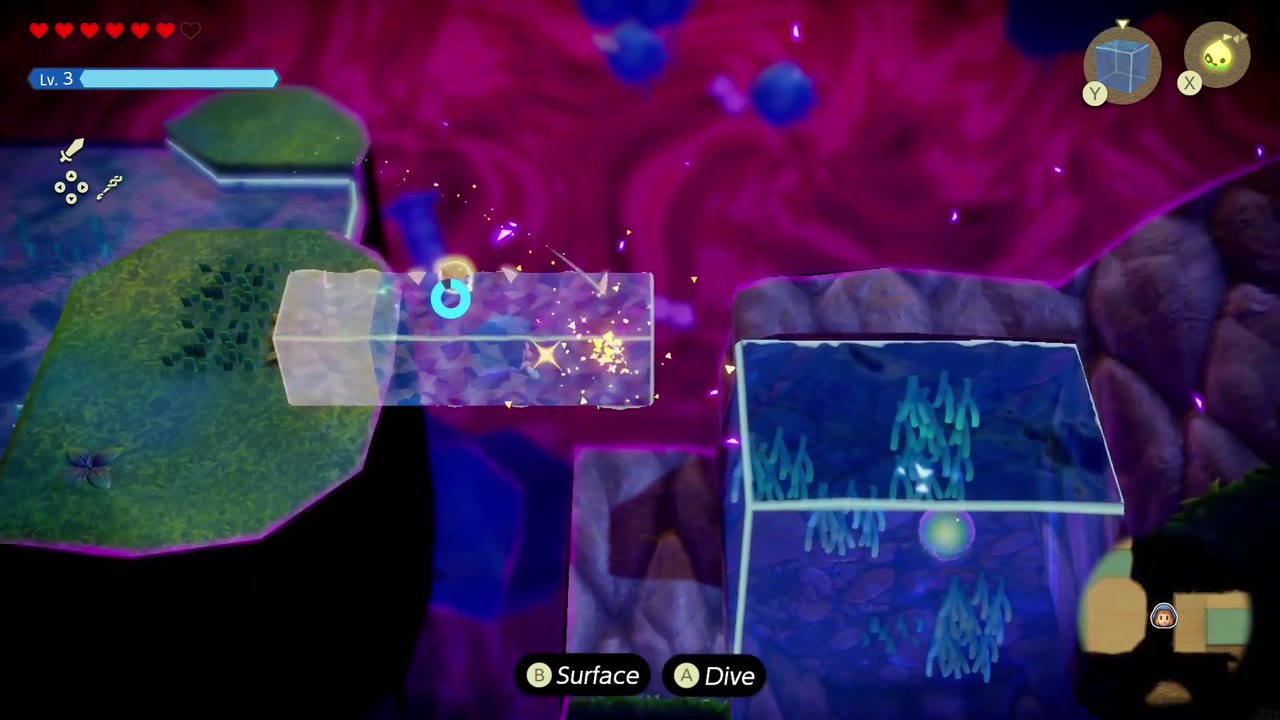 The Jabul Waters Rift - The Legend of Zelda: Echoes of Wisdom Walkthrough 81 Zelda lays Water Blocks across the gap toward the rock wall below Lord Jabu-Jabu.