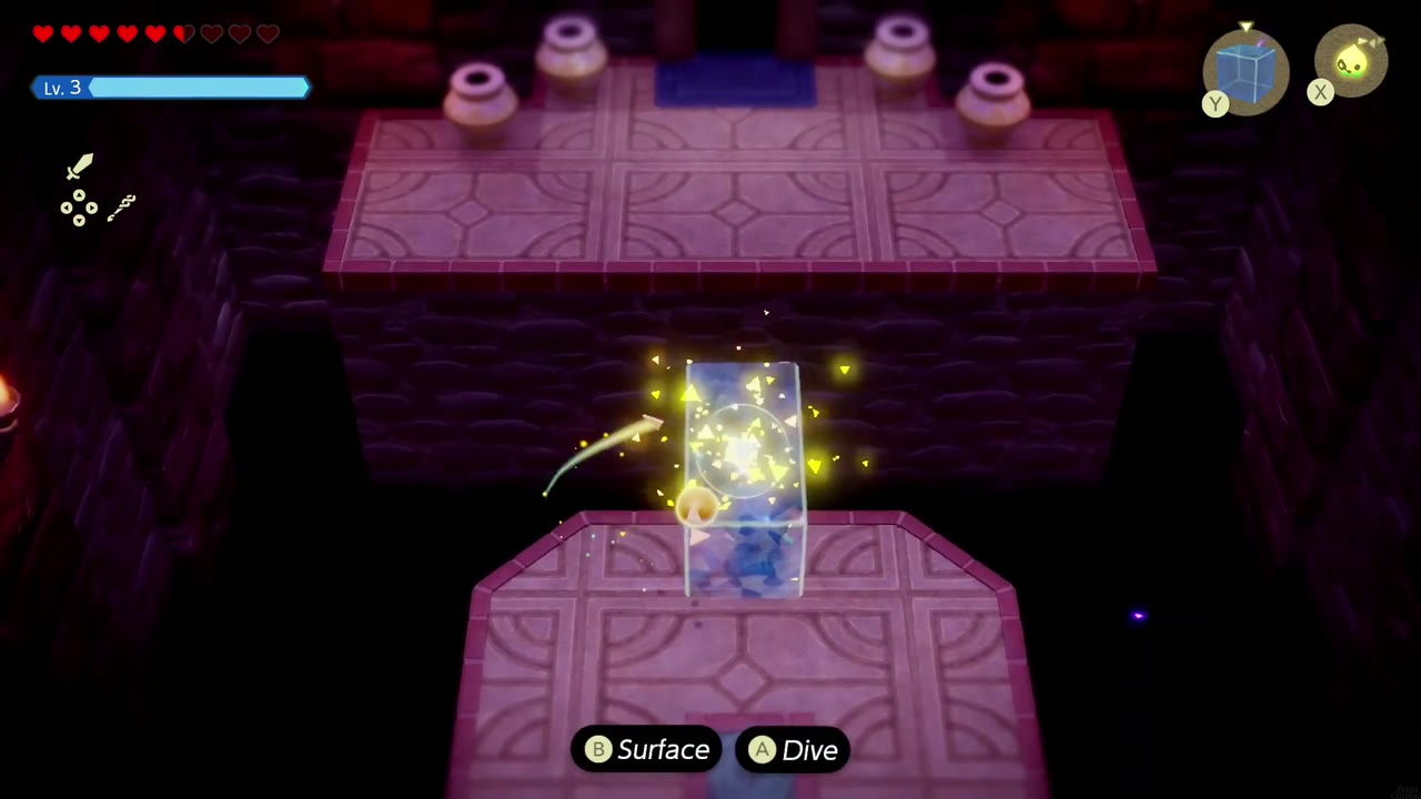 Hyrule Castle: Still Missing - The Legend of Zelda: Echoes of Wisdom Walkthrough 80 Zelda places a Water Block to cross the void to the pot room on the way to the boss door.