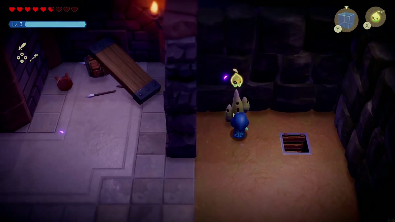 Hyrule Castle: Still Missing - The Legend of Zelda: Echoes of Wisdom Walkthrough 59 Zelda touches the Waypoint next to the hatch that leads down to B2.