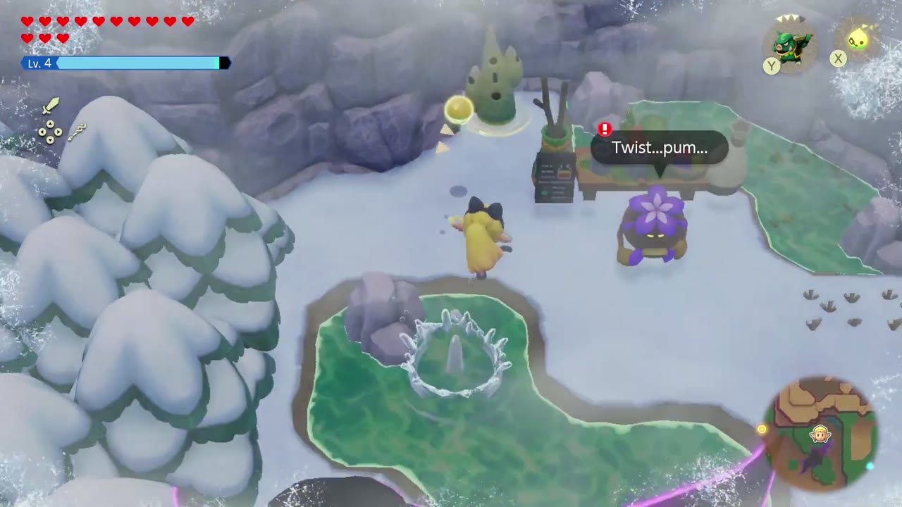 Zelda activates the Waypoint on the grass beside the Business Scrub's stand. Zelda activates the Waypoint on the grass beside the Business Scrub's stand.