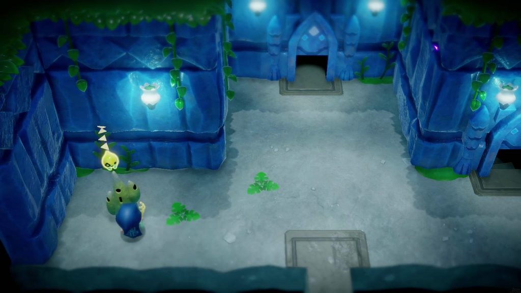 Zelda goes to the Waypoint statue in the next room to record it before heading on.