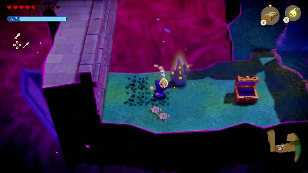 Hyrule Castle: Still Missing - The Legend of Zelda: Echoes of Wisdom Walkthrough 26 The Waypoint stone beside the opened butter chest, now recorded so Zelda can warp back here.
