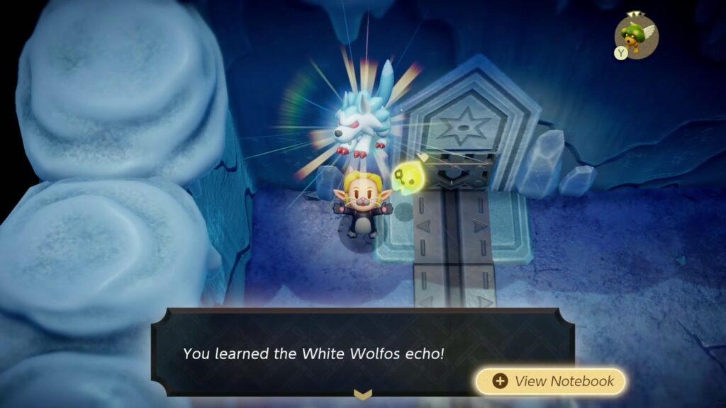 Hebra Mountain: A Rift on Holy Mount Lanayru - The Legend of Zelda: Echoes of Wisdom Walkthrough 124 "You learned the White Wolfos echo!" Zelda holds up the White Wolfos inside Lanayru Temple.
