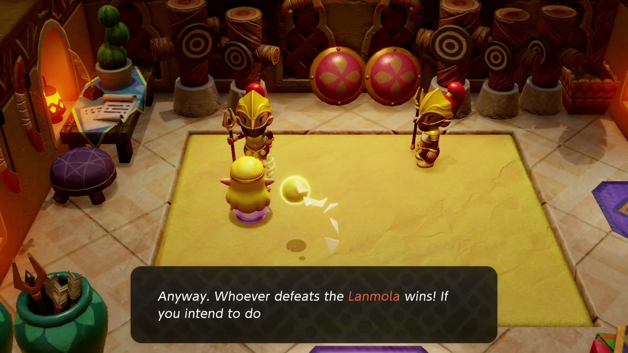 A soldier declares "Whoever defeats the Lanmola wins!" in the training room. A soldier declares "Whoever defeats the Lanmola wins!" in the training room.