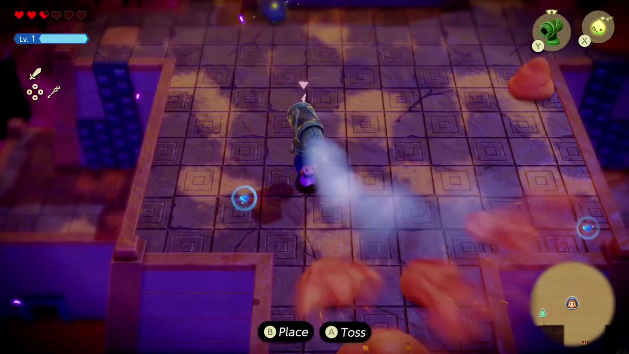 Gerudo Sanctum Dungeon - The Legend of Zelda: Echoes of Wisdom Walkthrough 77 A Wind Cannon echo blasts the sand mounds off the rooftop courtyard floor.
