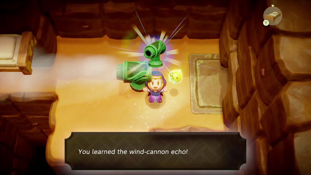Zelda aprende o eco do Canhão de Vento na caverna de areia do canhão de vento em Gerudo Desert Zelda aprende o eco do Canhão de Vento na caverna de areia do canhão de vento em Gerudo Desert