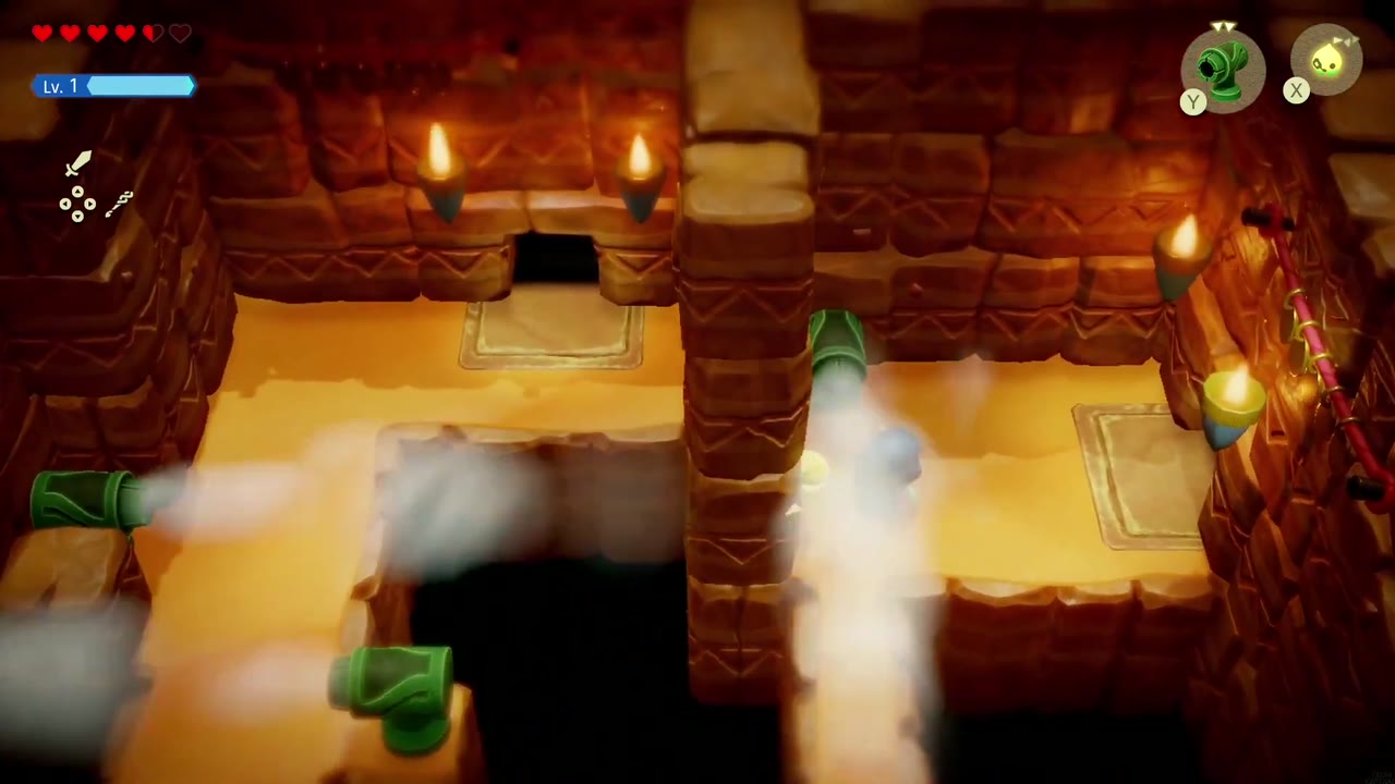 A Rift in the Gerudo Desert - The Legend of Zelda: Echoes of Wisdom Walkthrough 96 Wind Cannons blast gusts across the pits in Cryptic Cavern's second room.