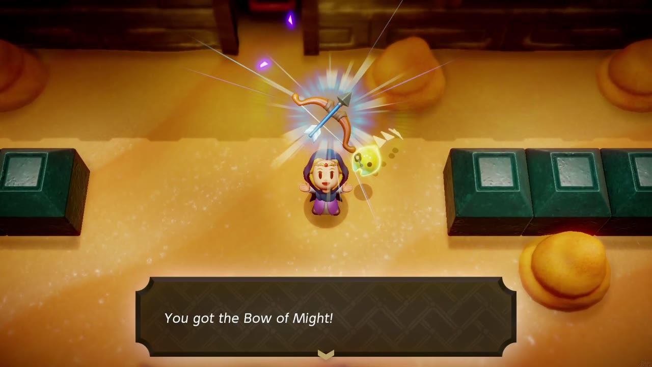 Gerudo Sanctum Dungeon - The Legend of Zelda: Echoes of Wisdom Walkthrough 95 Zelda holds up the Bow of Might with the "You got the Bow of Might!" text box.
