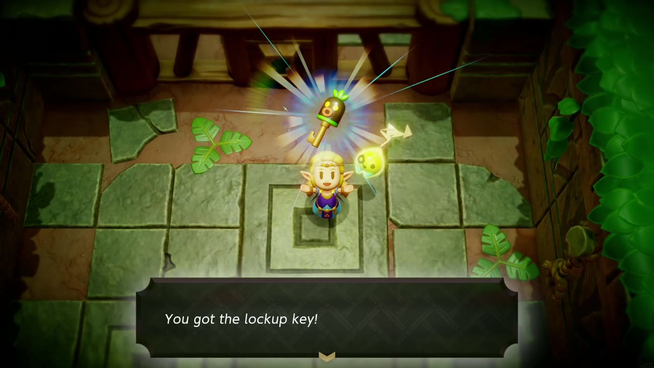 Zelda holds up the lockup key in her Deku Scrub Lockup cell: "You got the lockup key!" Zelda holds up the lockup key in her Deku Scrub Lockup cell: "You got the lockup key!"