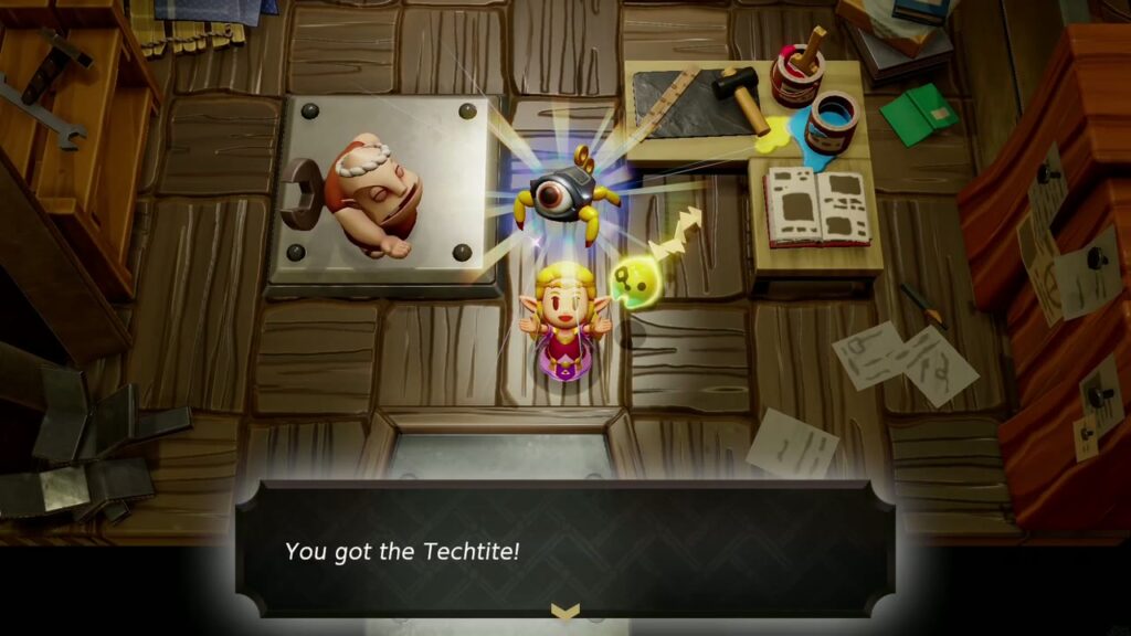 Automatons 19 Zelda holds up the Techtite with the message "You got the Techtite!"