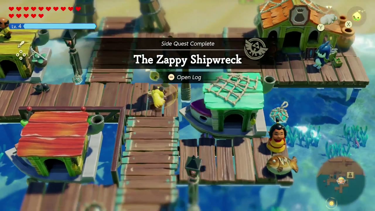 Side Quest Complete banner for The Zappy Shipwreck at the Seesyde Village dock. Side Quest Complete banner for The Zappy Shipwreck at the Seesyde Village dock.