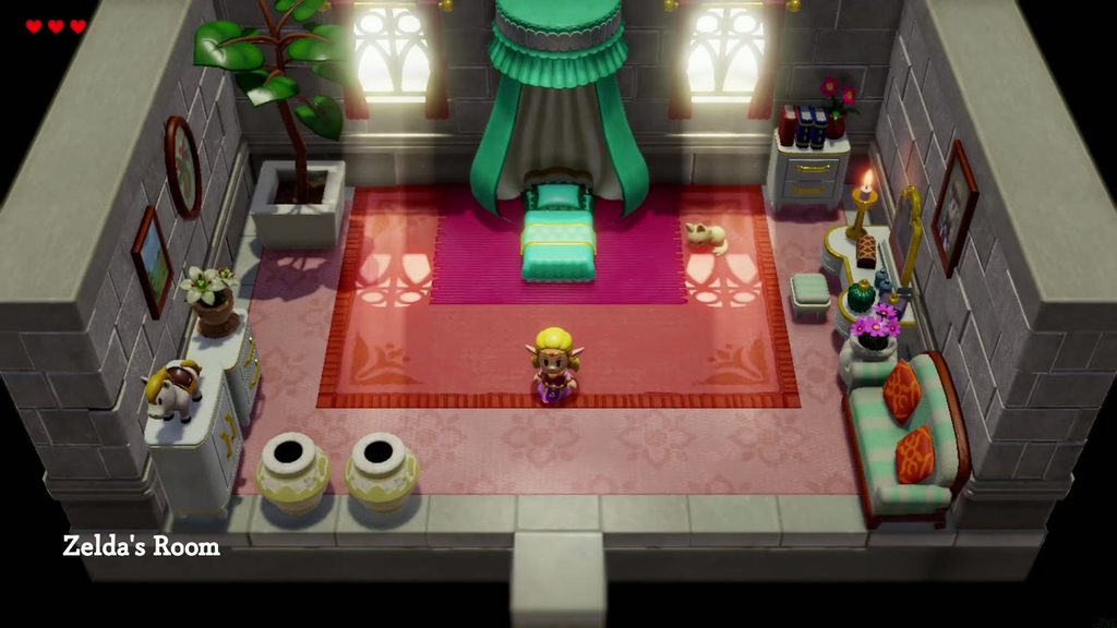 Zelda's Room in Hyrule Castle, with Zelda's Bed under its green canopy, the best healing bed echo